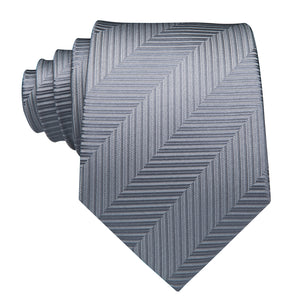 Solid Silver Slate Striped Silk Tie