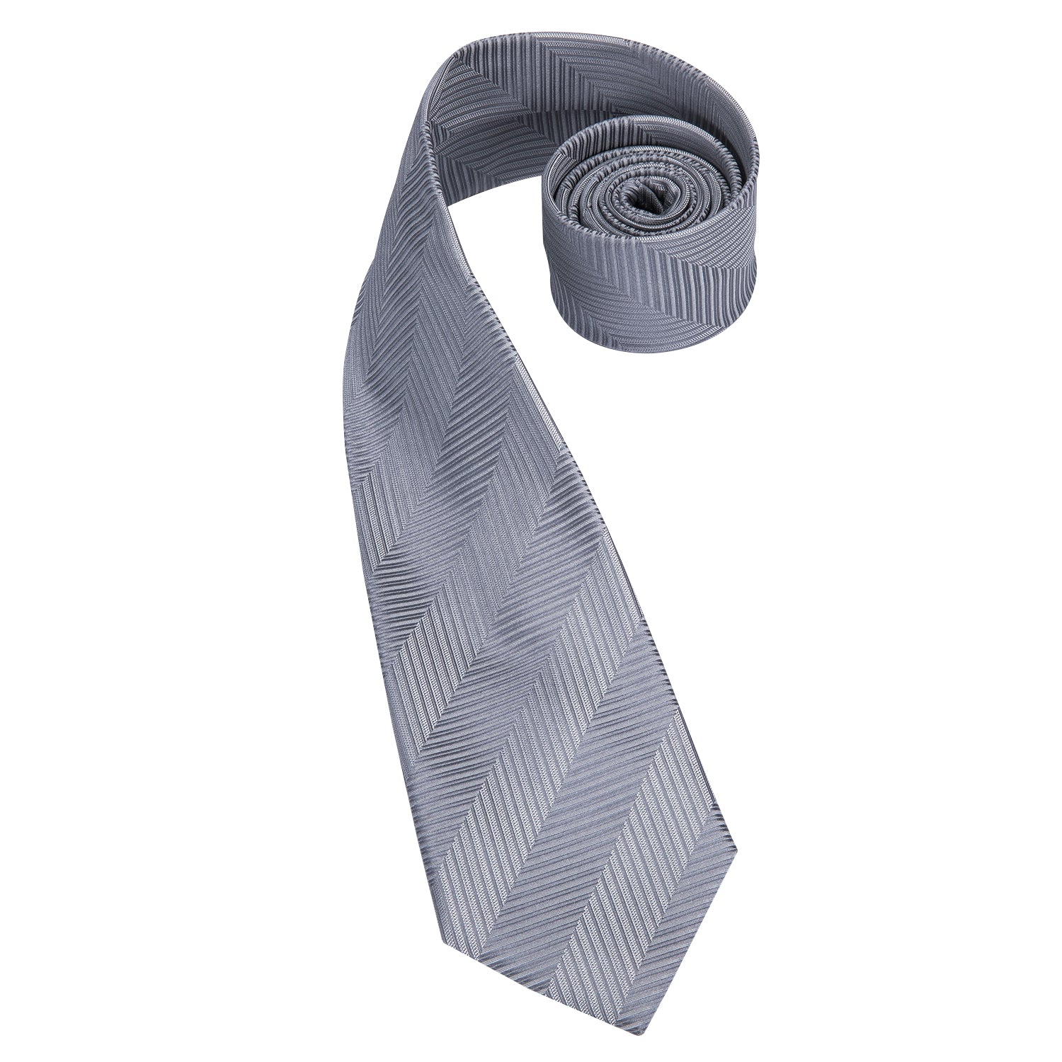 Solid Silver Slate Striped Silk Tie