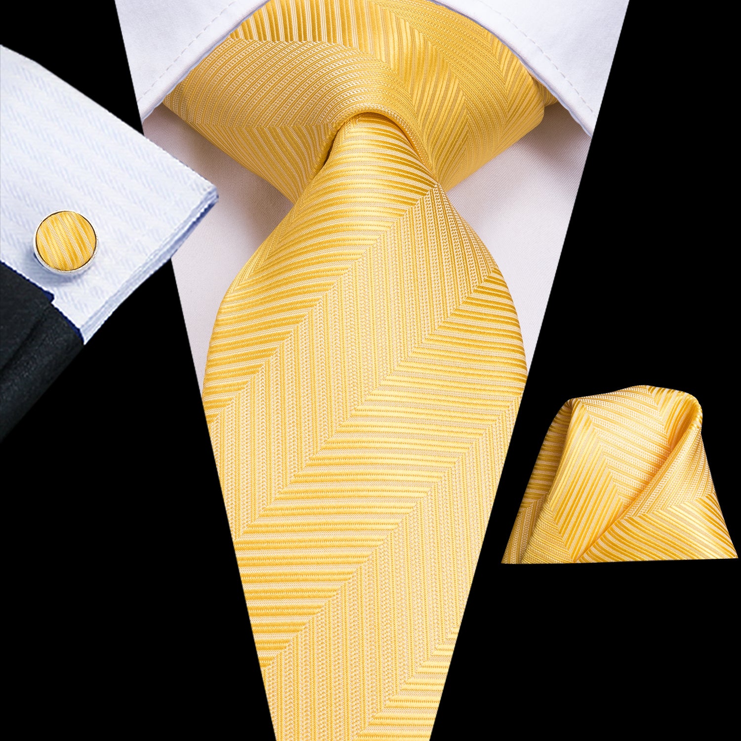 Solid Gold Striped Silk Tie