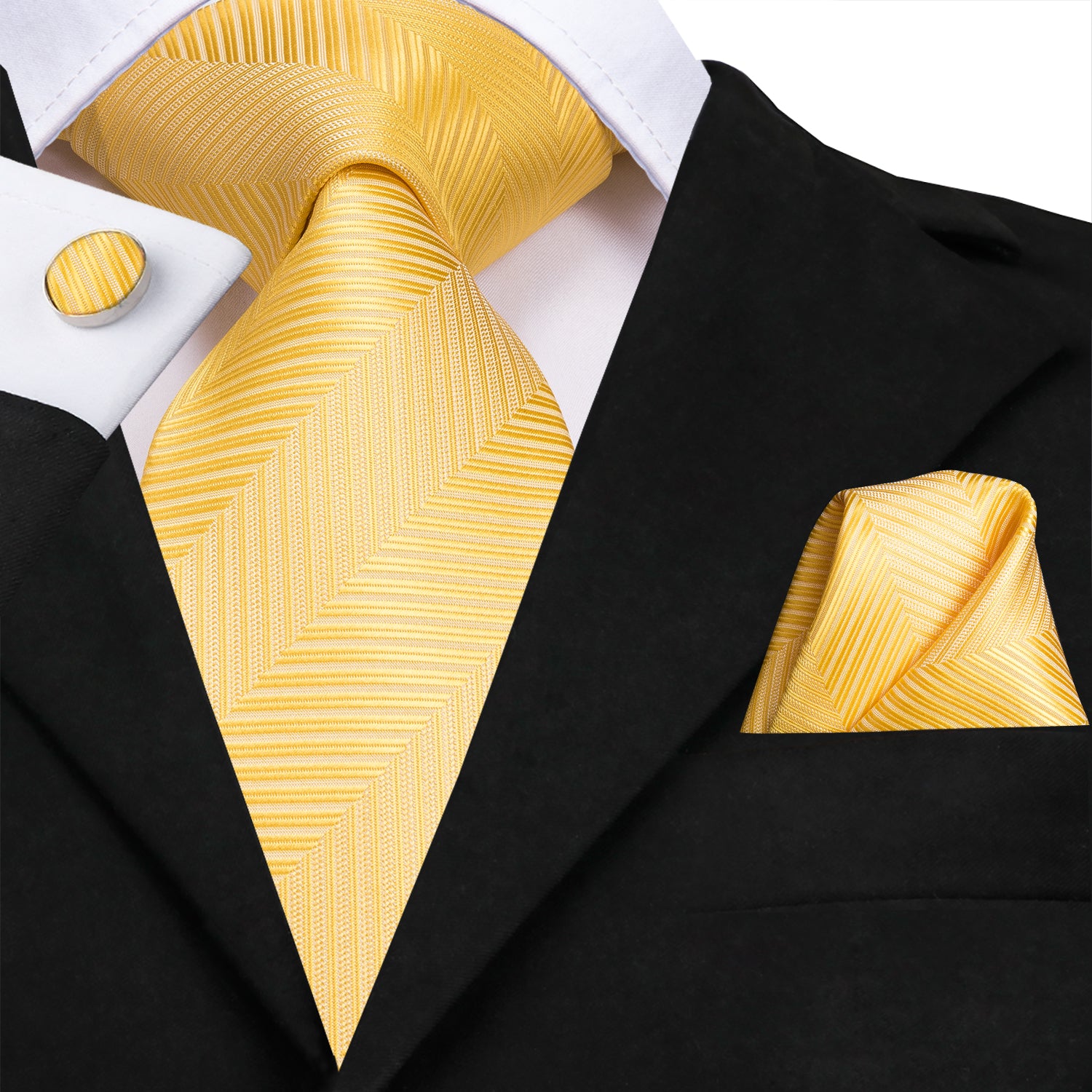 Solid Gold Striped Silk Tie