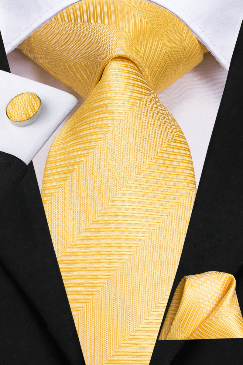 Solid Gold Striped Silk Tie