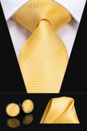 Solid Gold Striped Silk Tie