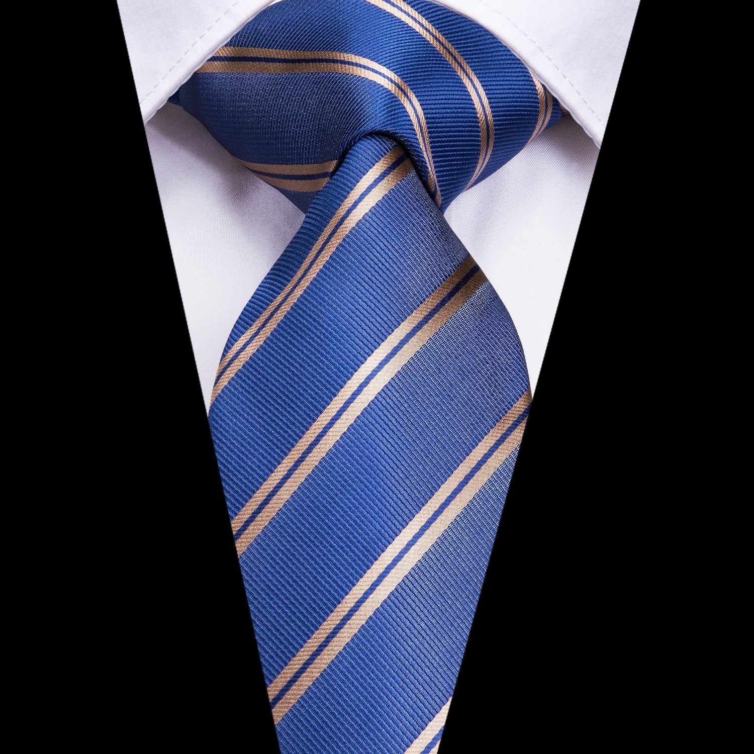 Sapphire Golden Striped Silk Tie