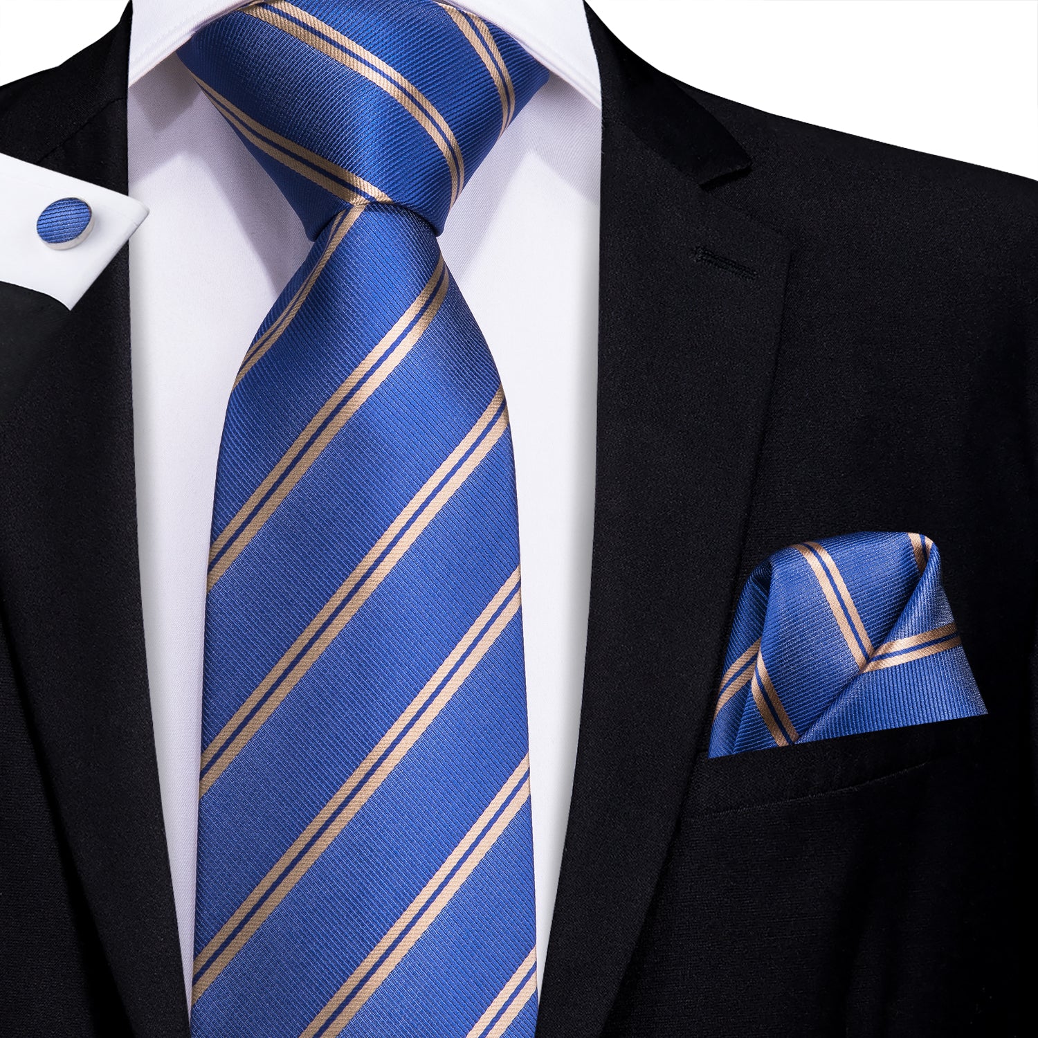 Sapphire Golden Striped Silk Tie