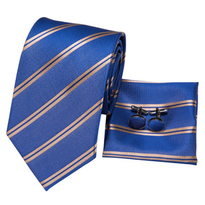 Sapphire Golden Striped Silk Tie