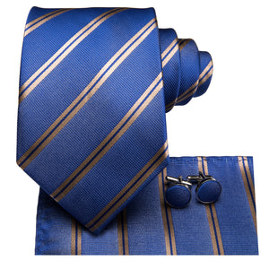 Sapphire Golden Striped Silk Tie