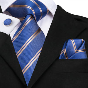 Sapphire Golden Striped Silk Tie