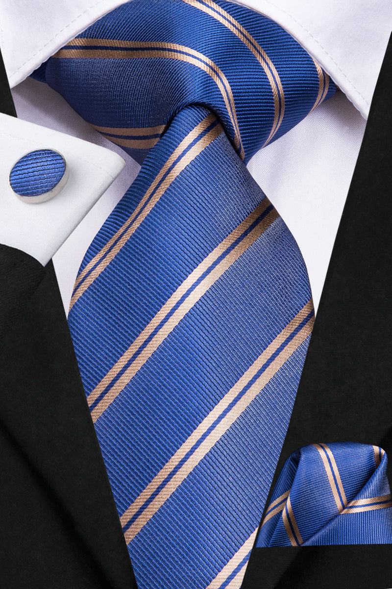 Sapphire Golden Striped Silk Tie