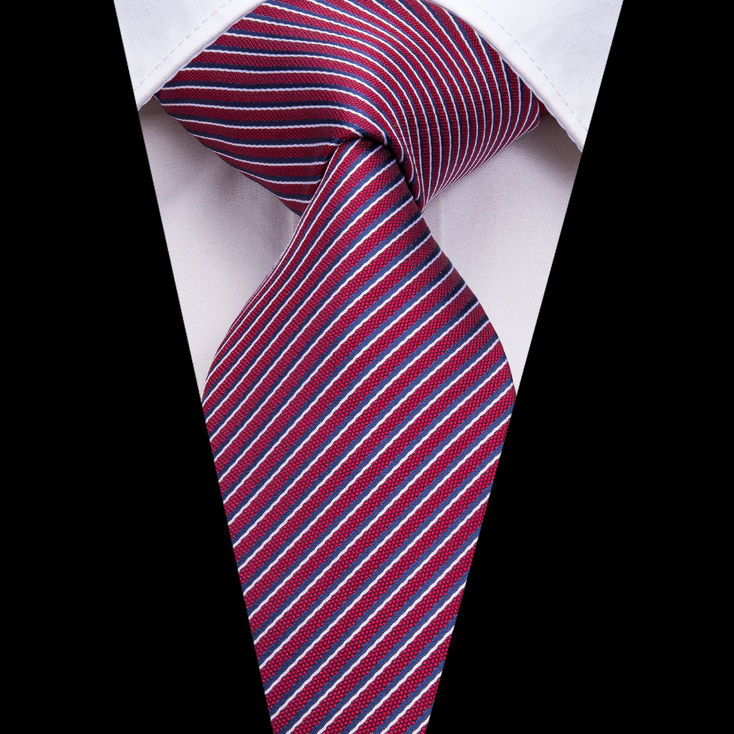 Ruby Sapphire Pearl Striped Silk Tie