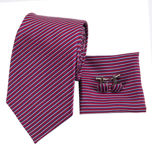 Ruby Sapphire Pearl Striped Silk Tie