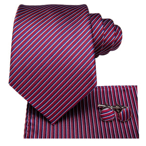 Ruby Sapphire Pearl Striped Silk Tie