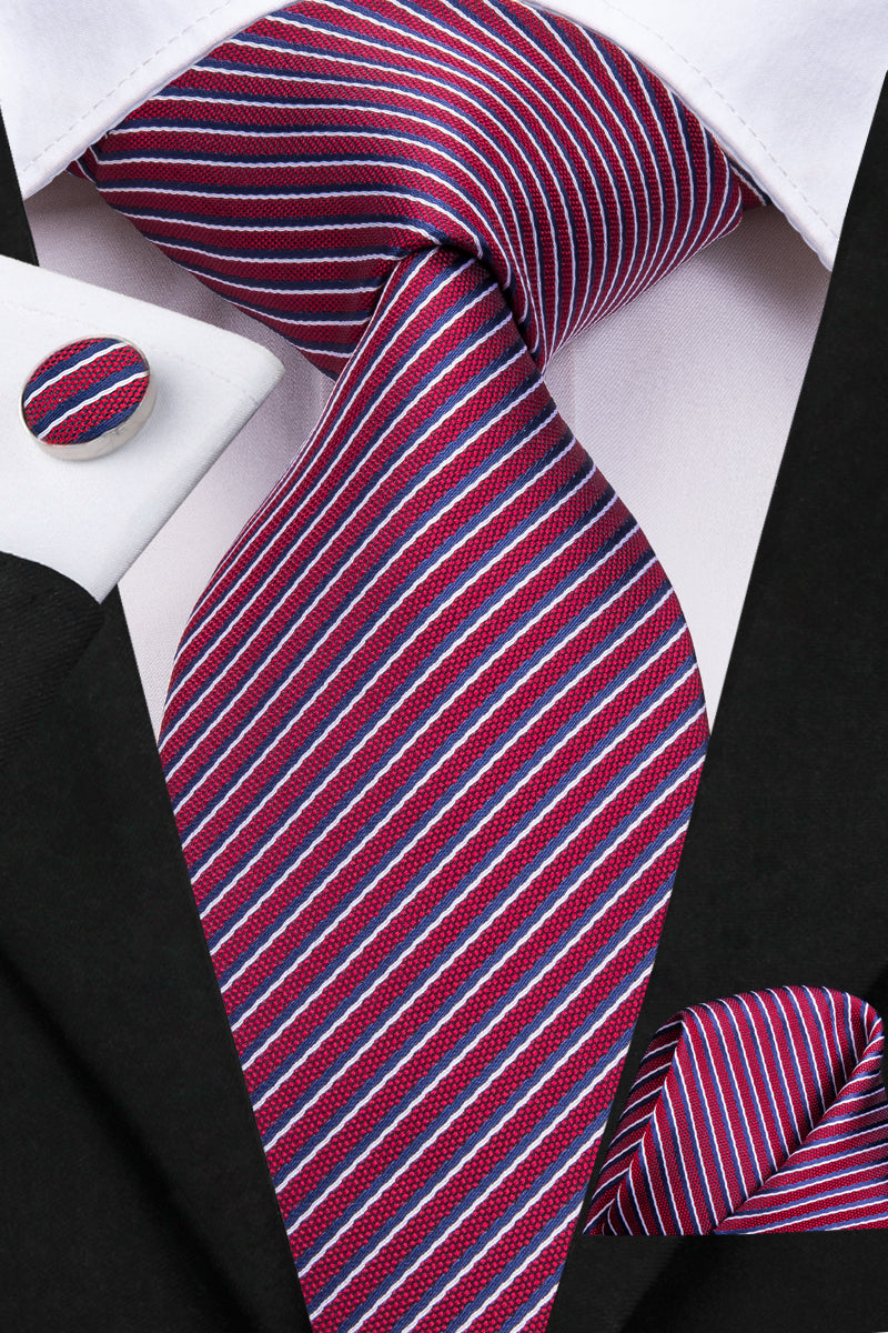 Ruby Sapphire Pearl Striped Silk Tie