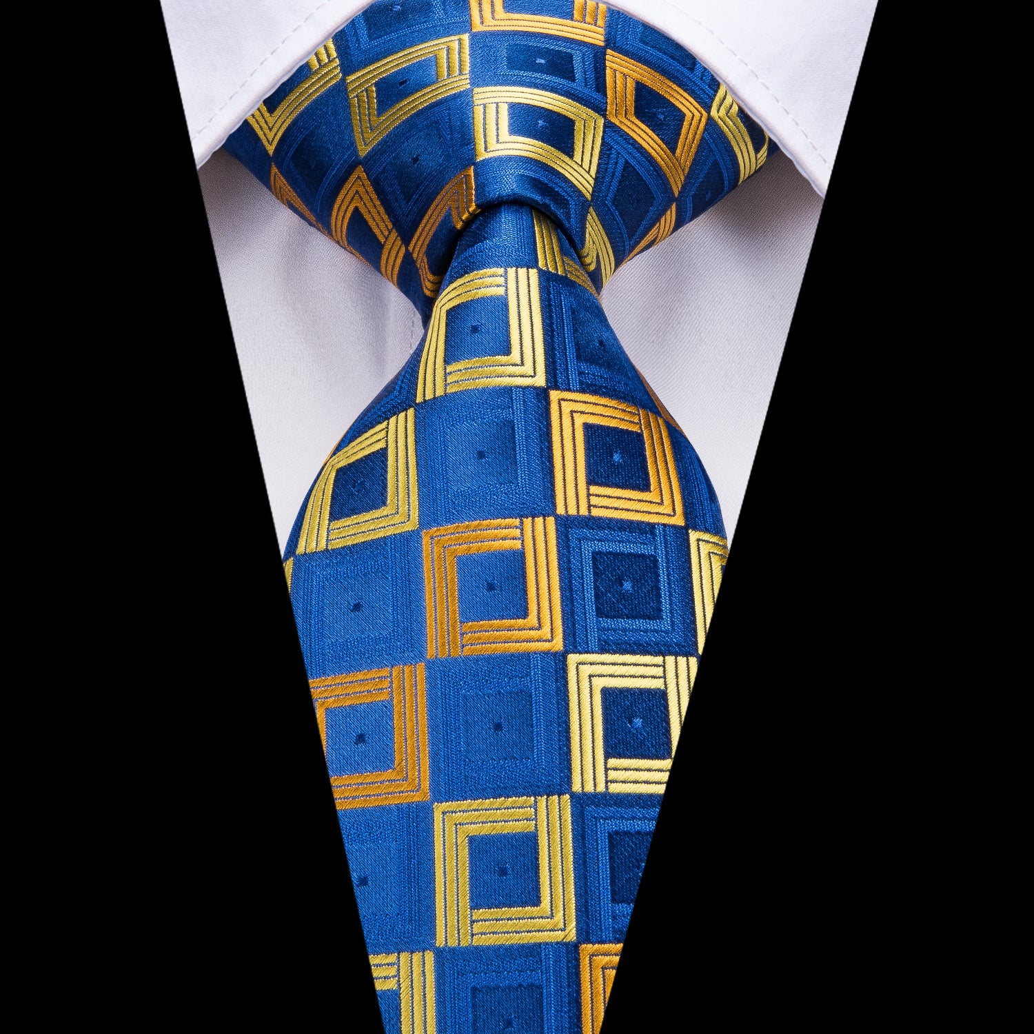 Golden Sapphire Cubed Silk Tie