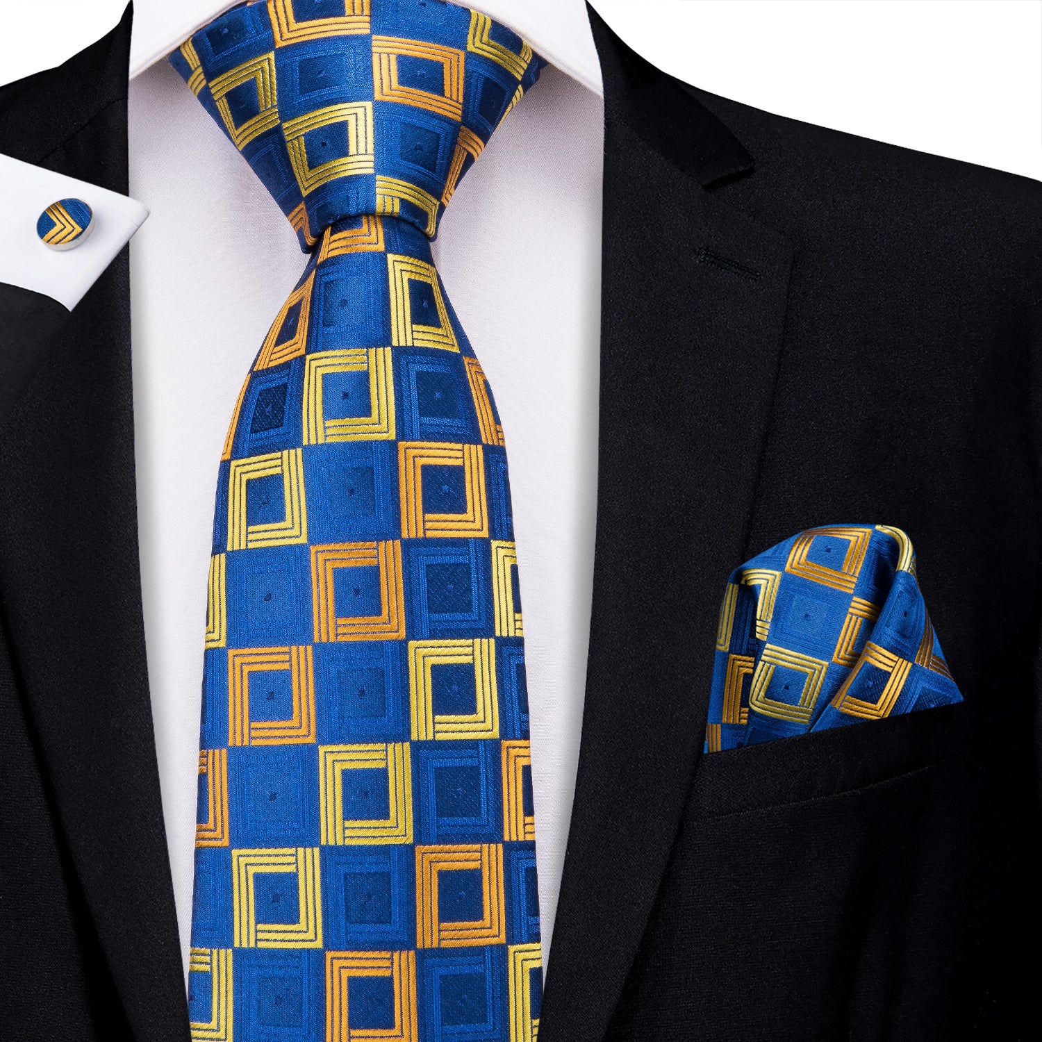 Golden Sapphire Cubed Silk Tie