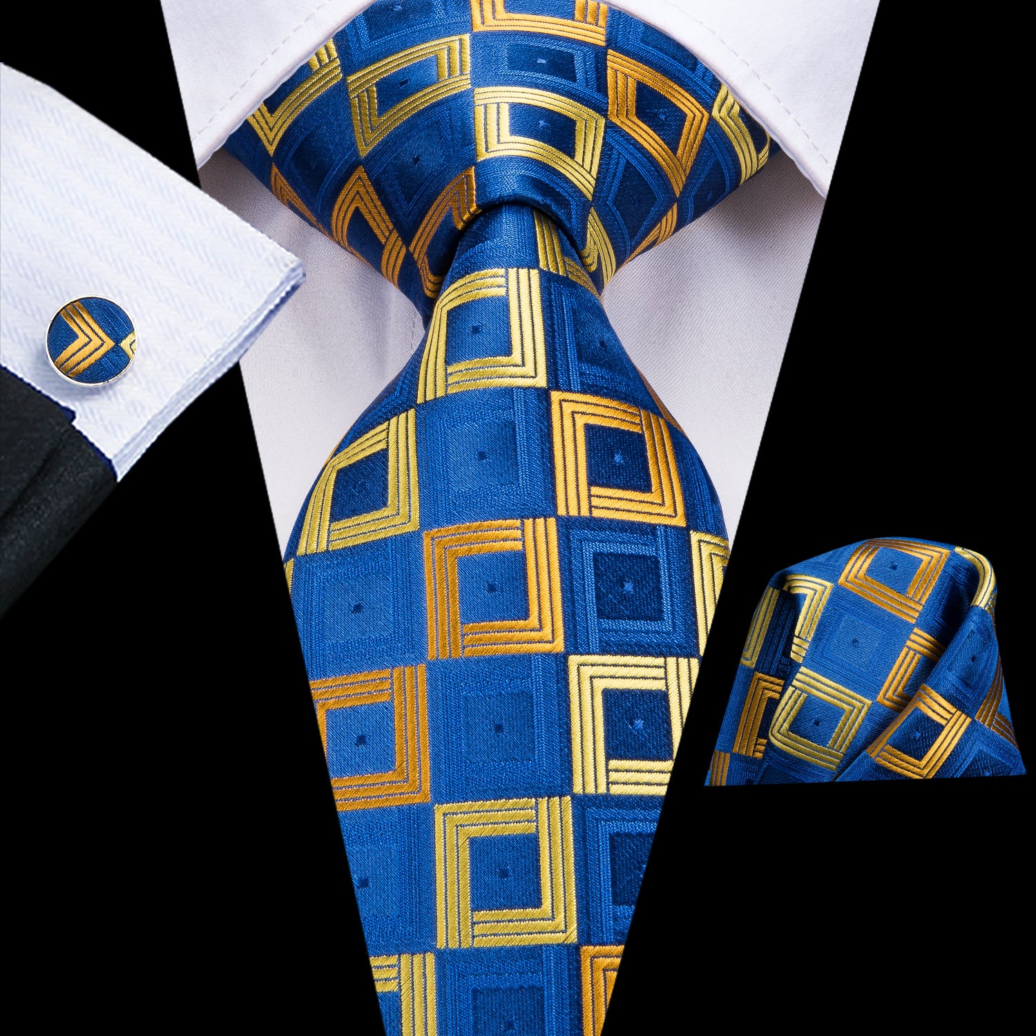 Golden Sapphire Cubed Silk Tie