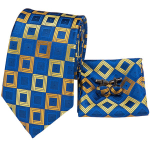 Golden Sapphire Cubed Silk Tie