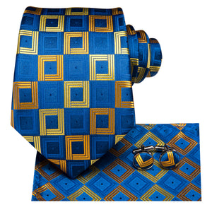 Golden Sapphire Cubed Silk Tie