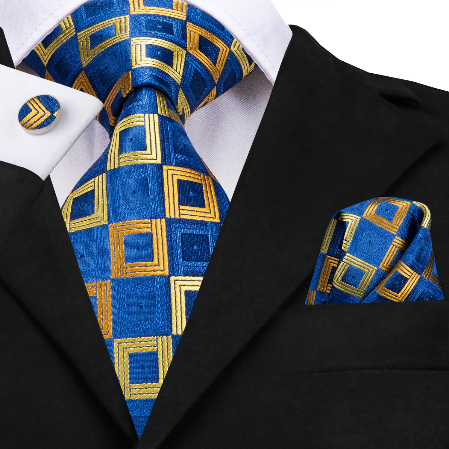 Golden Sapphire Cubed Silk Tie