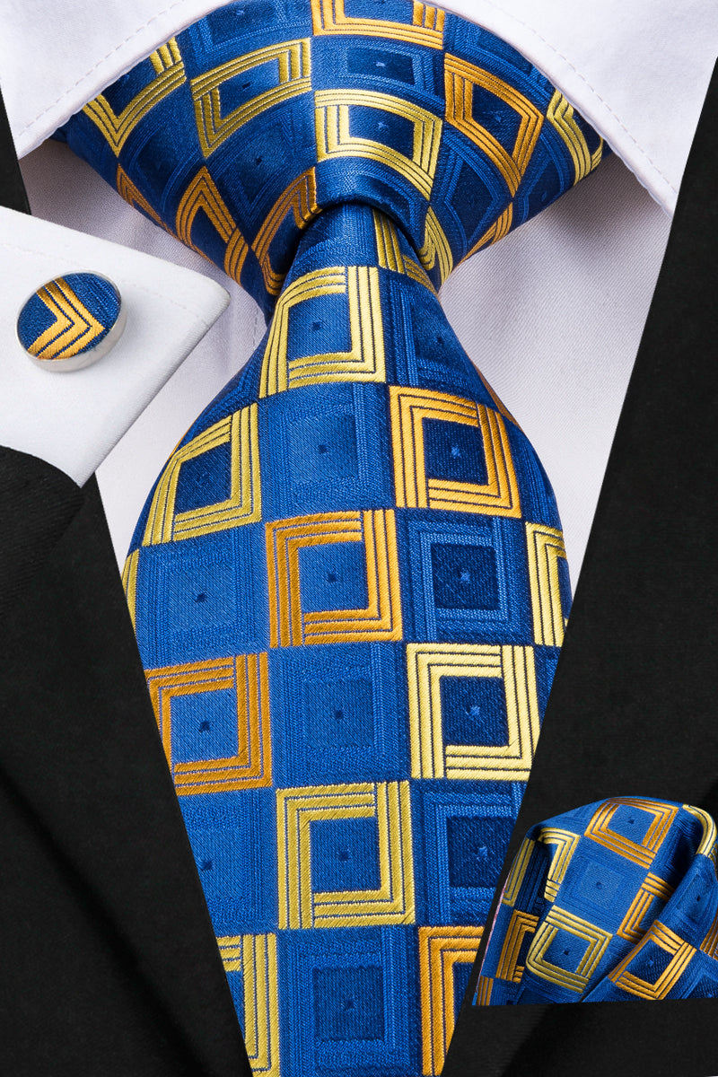 Golden Sapphire Cubed Silk Tie