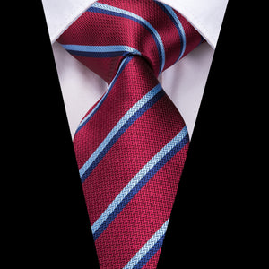 Ruby Sapphire Aquamarine Striped Silk Tie