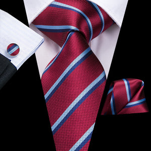 Ruby Sapphire Aquamarine Striped Silk Tie