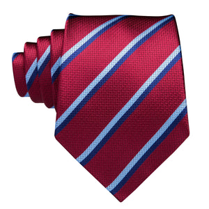 Ruby Sapphire Aquamarine Striped Silk Tie