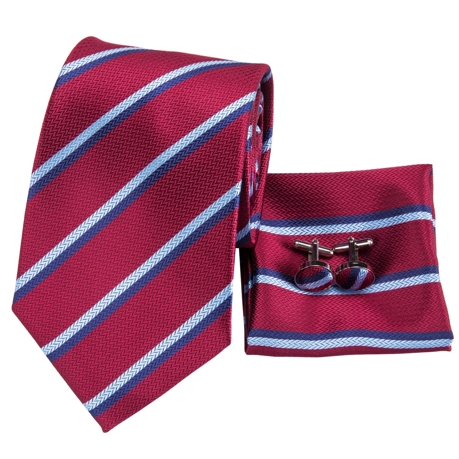 Ruby Sapphire Aquamarine Striped Silk Tie