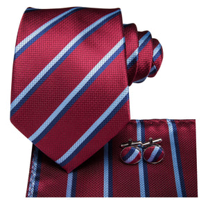 Ruby Sapphire Aquamarine Striped Silk Tie