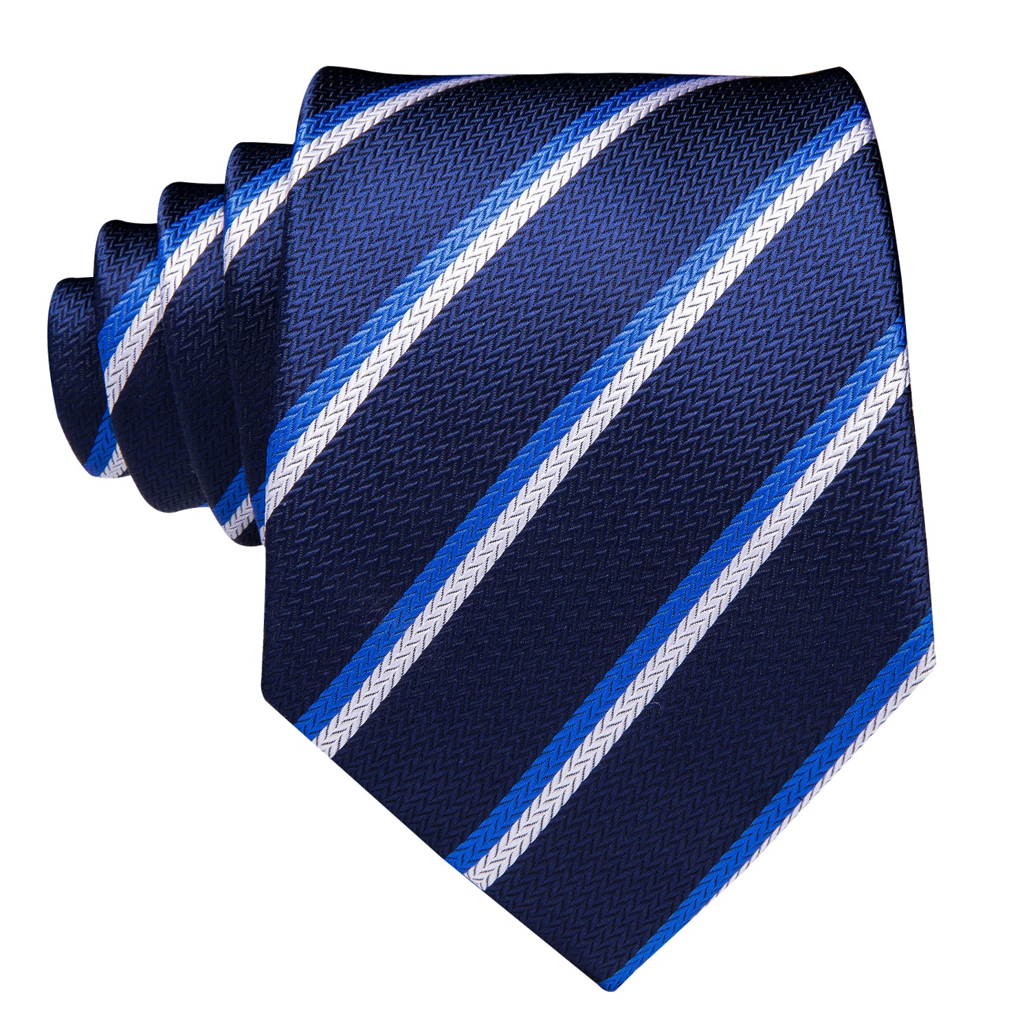 Midnight Sapphire Pearl Striped Silk Tie