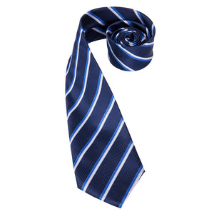 Midnight Sapphire Pearl Striped Silk Tie