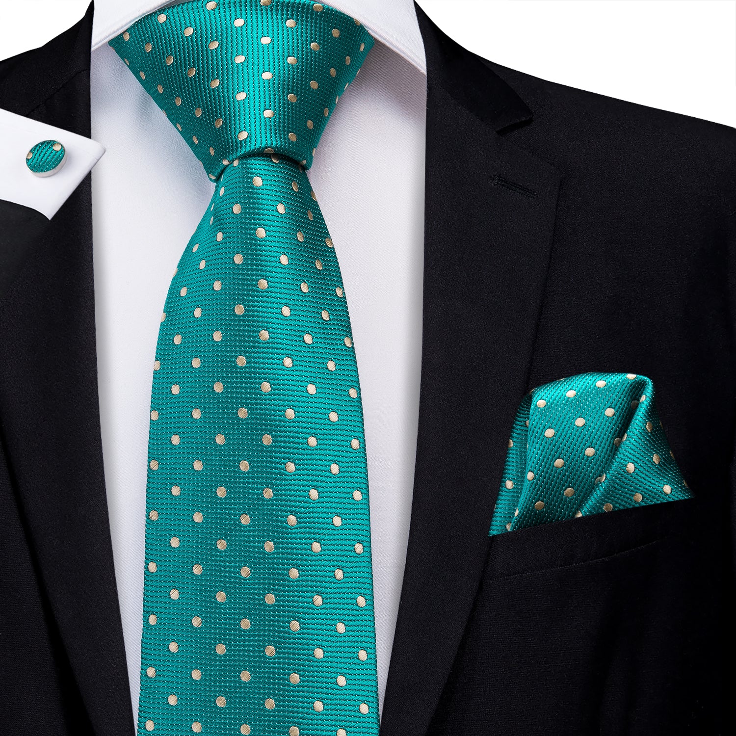 Turquoise Gold Spotted Silk Tie