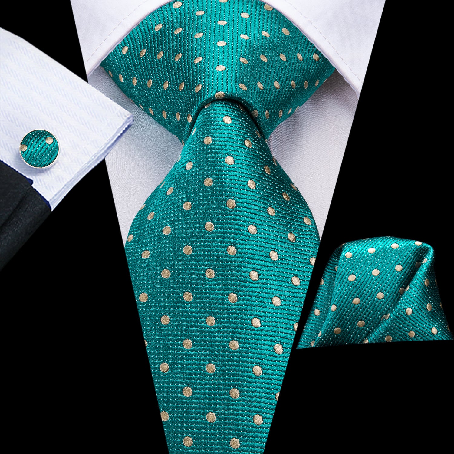 Turquoise Gold Spotted Silk Tie