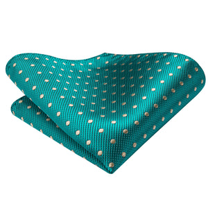 Turquoise Gold Spotted Silk Tie