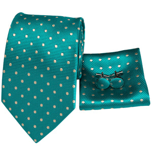 Turquoise Gold Spotted Silk Tie