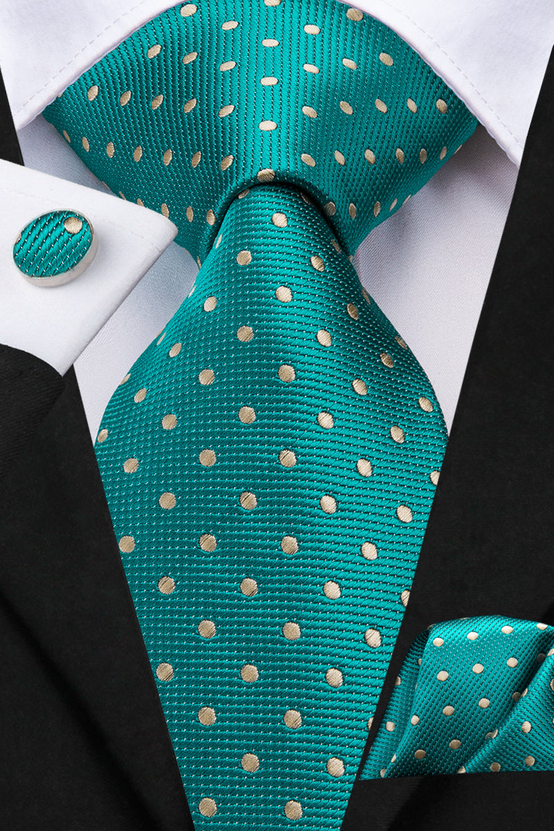 Turquoise Gold Spotted Silk Tie