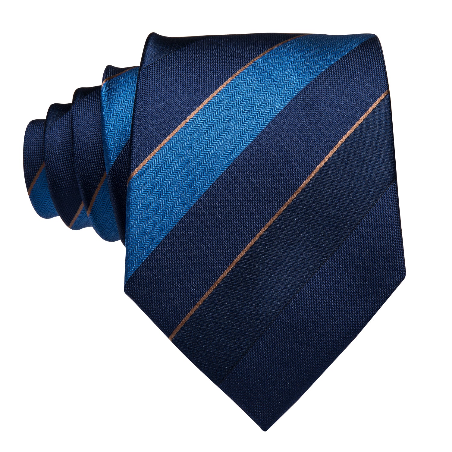 Midnight Sapphire Cobalt Striped Silk Tie