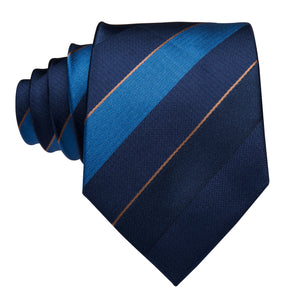 Midnight Sapphire Cobalt Striped Silk Tie