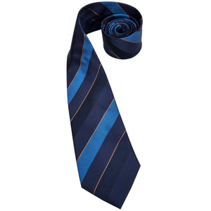 Midnight Sapphire Cobalt Striped Silk Tie