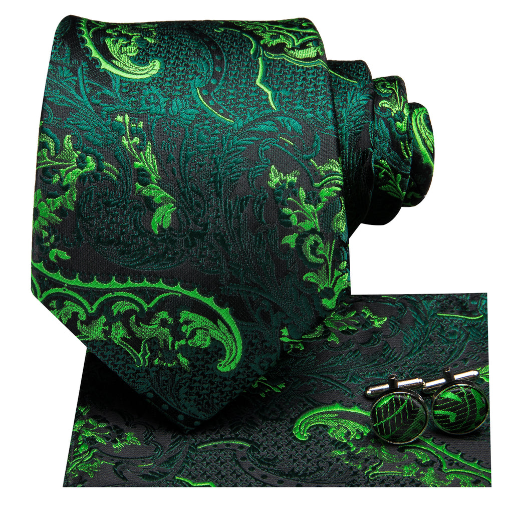 Emerald Dragon Scale Blossom Silk Tie