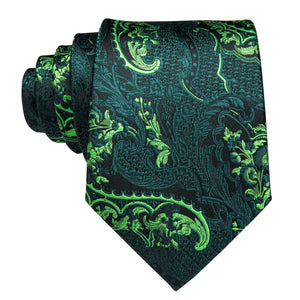 Emerald Dragon Scale Blossom Silk Tie