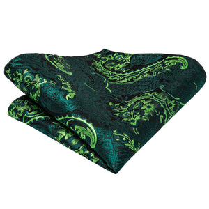 Emerald Dragon Scale Blossom Silk Tie