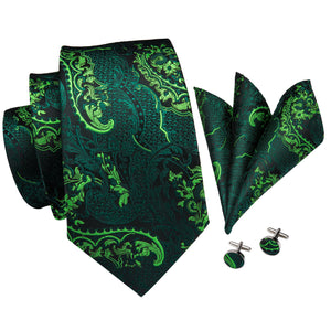 Emerald Dragon Scale Blossom Silk Tie