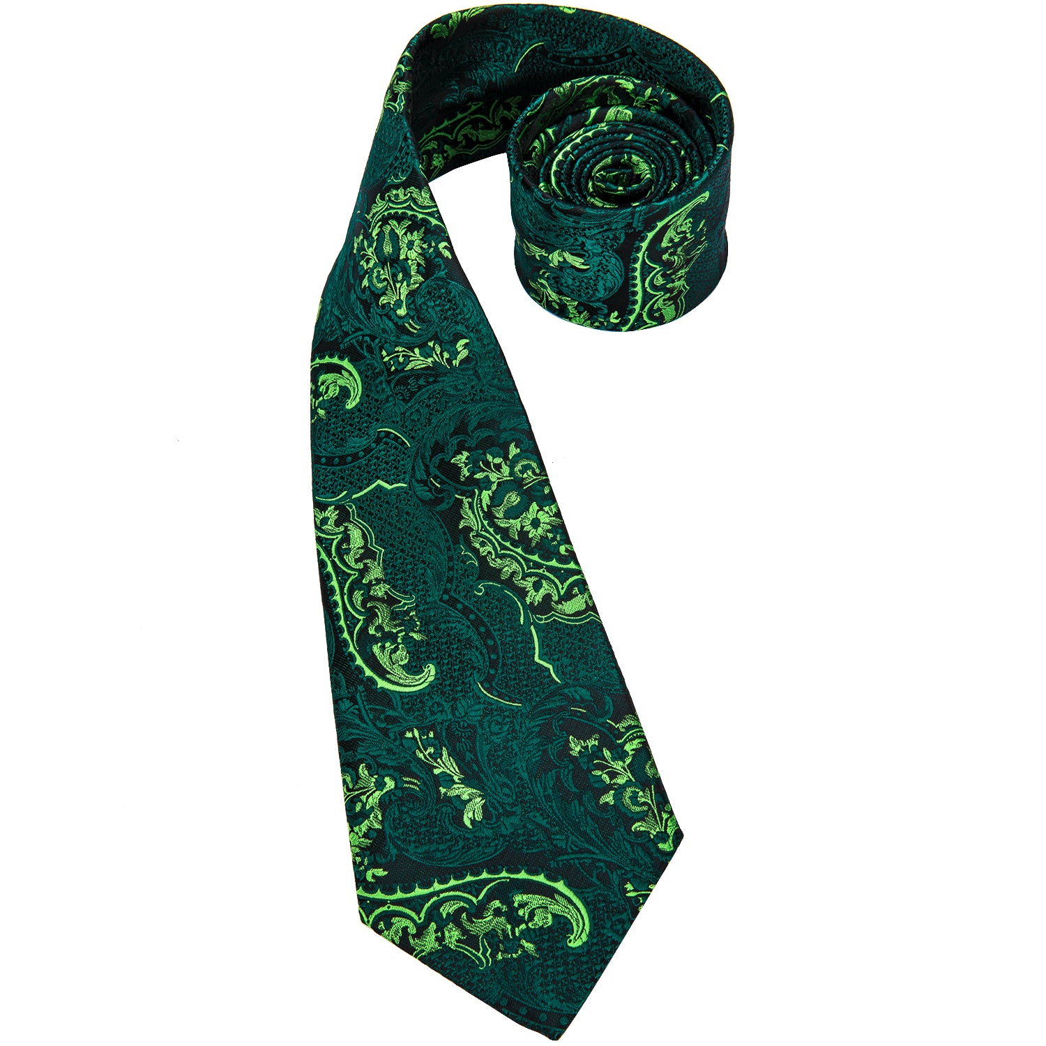 Emerald Dragon Scale Blossom Silk Tie