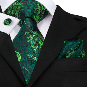 Emerald Dragon Scale Blossom Silk Tie