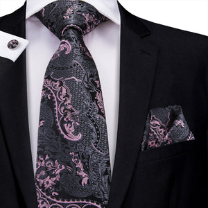 Graphite Dragon Scale Blossom Silk Tie