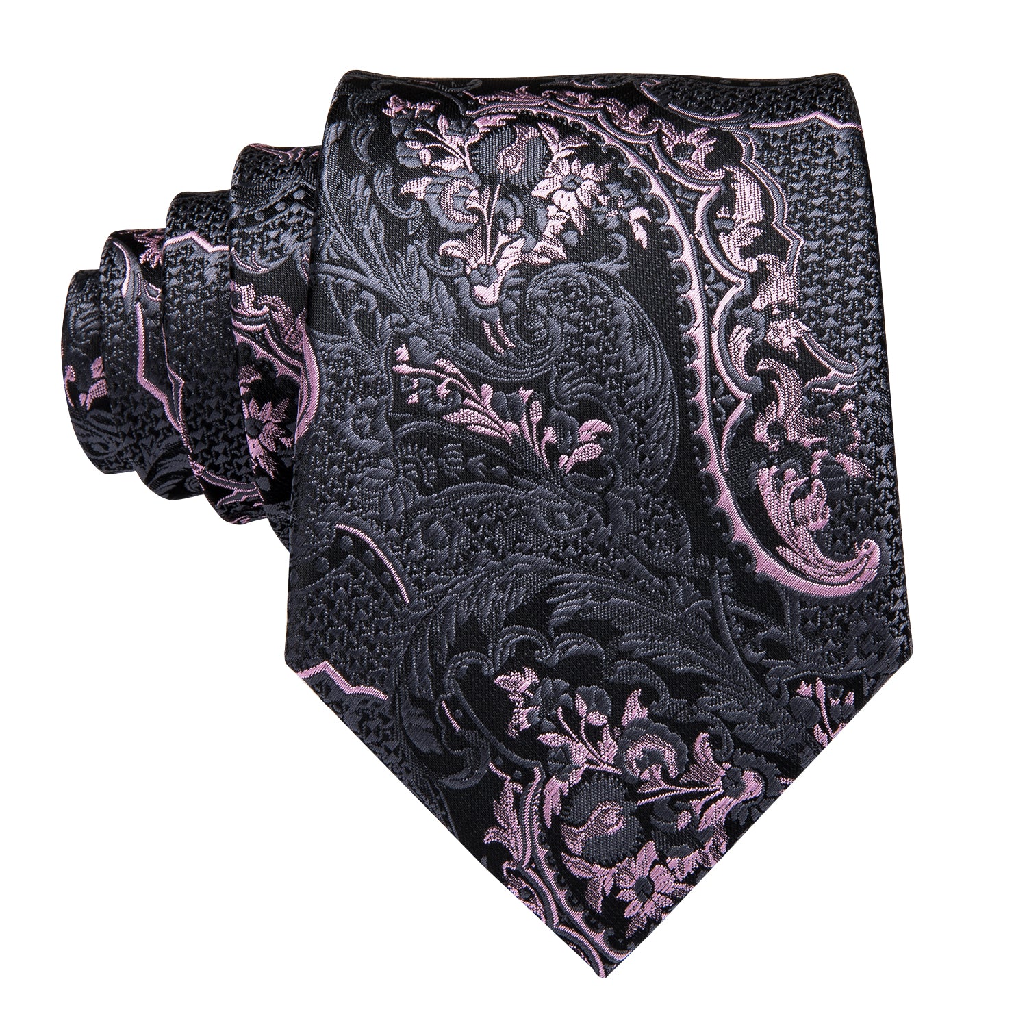 Graphite Dragon Scale Blossom Silk Tie