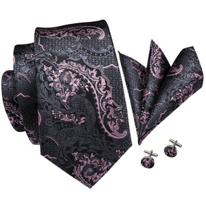 Graphite Dragon Scale Blossom Silk Tie