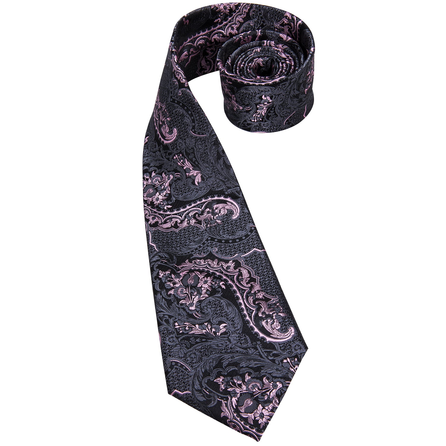 Graphite Dragon Scale Blossom Silk Tie