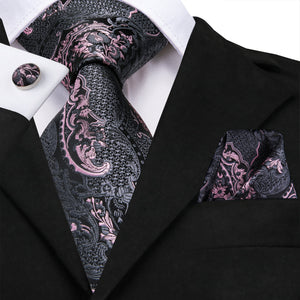 Graphite Dragon Scale Blossom Silk Tie