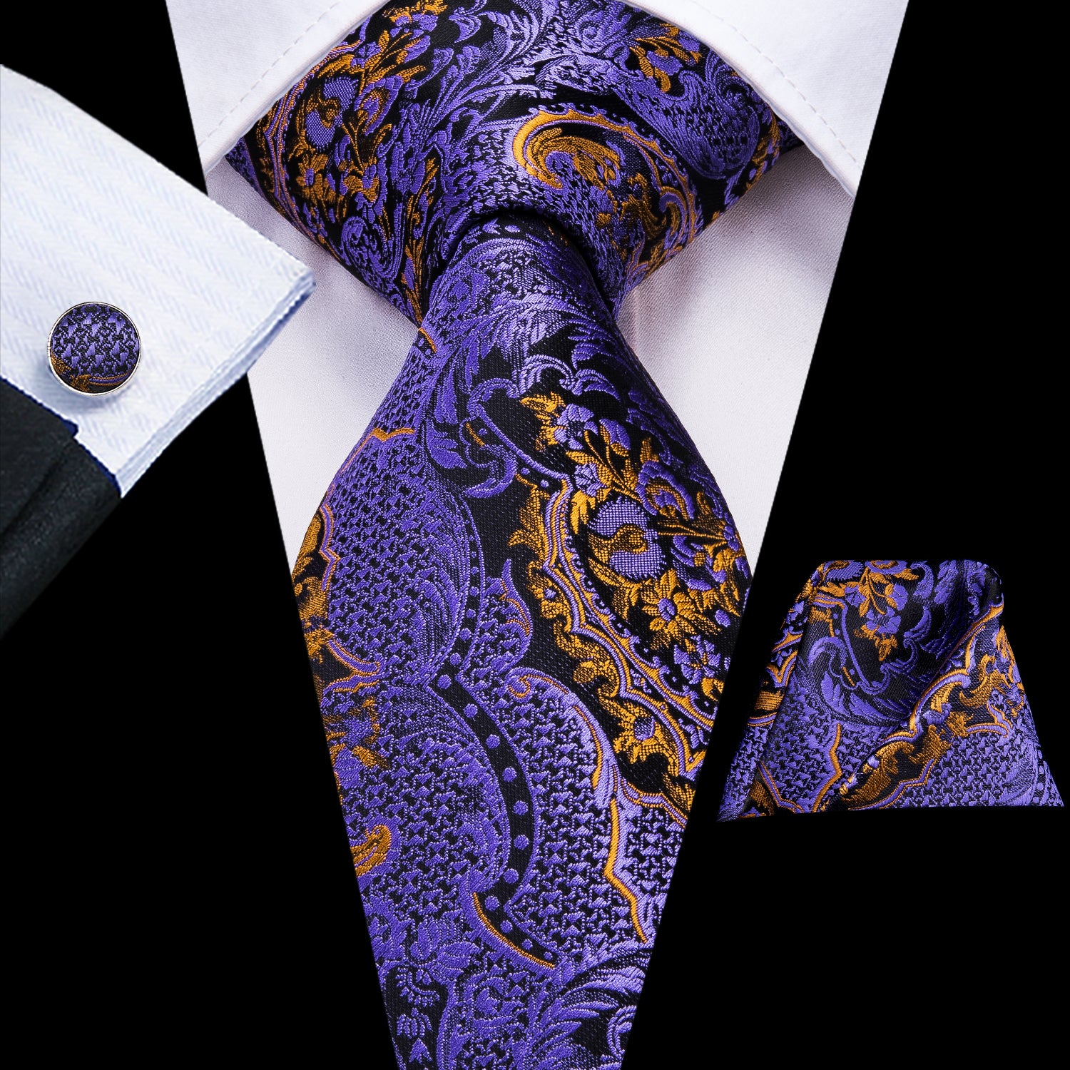 Amethyst Dragon Scale Blossom Silk Tie